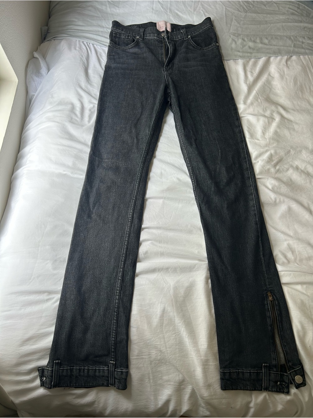 REVICE Black Wide-Leg Jeans with Ankle Zips